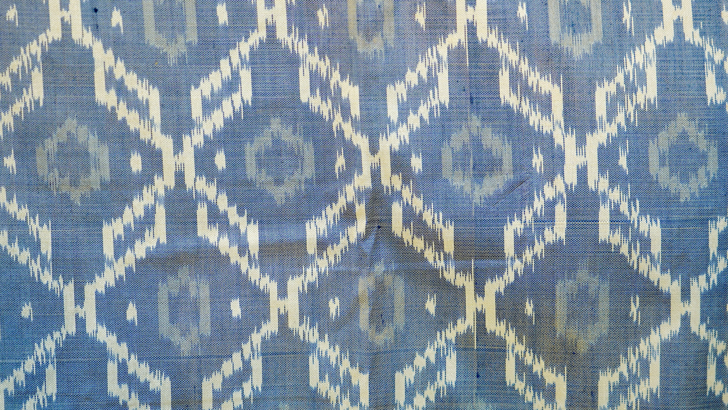 Grey, Blue & White Mulberry Silk Pochampally Ikat Saree