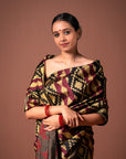 Bibhu Mohapatra Maroon & Golden Mulberry Silk Odisha Ikat Saree