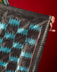 Ikatan Metallic Blue Mulberry Silk Pochampally Ikat Saree