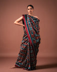 Bibhu Mohapatra Maroon & Blue Mulberry Silk Odisha Ikat Saree Ikatan
