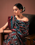 Bibhu Mohapatra Maroon & Blue Mulberry Silk Odisha Ikat Saree Ikatan