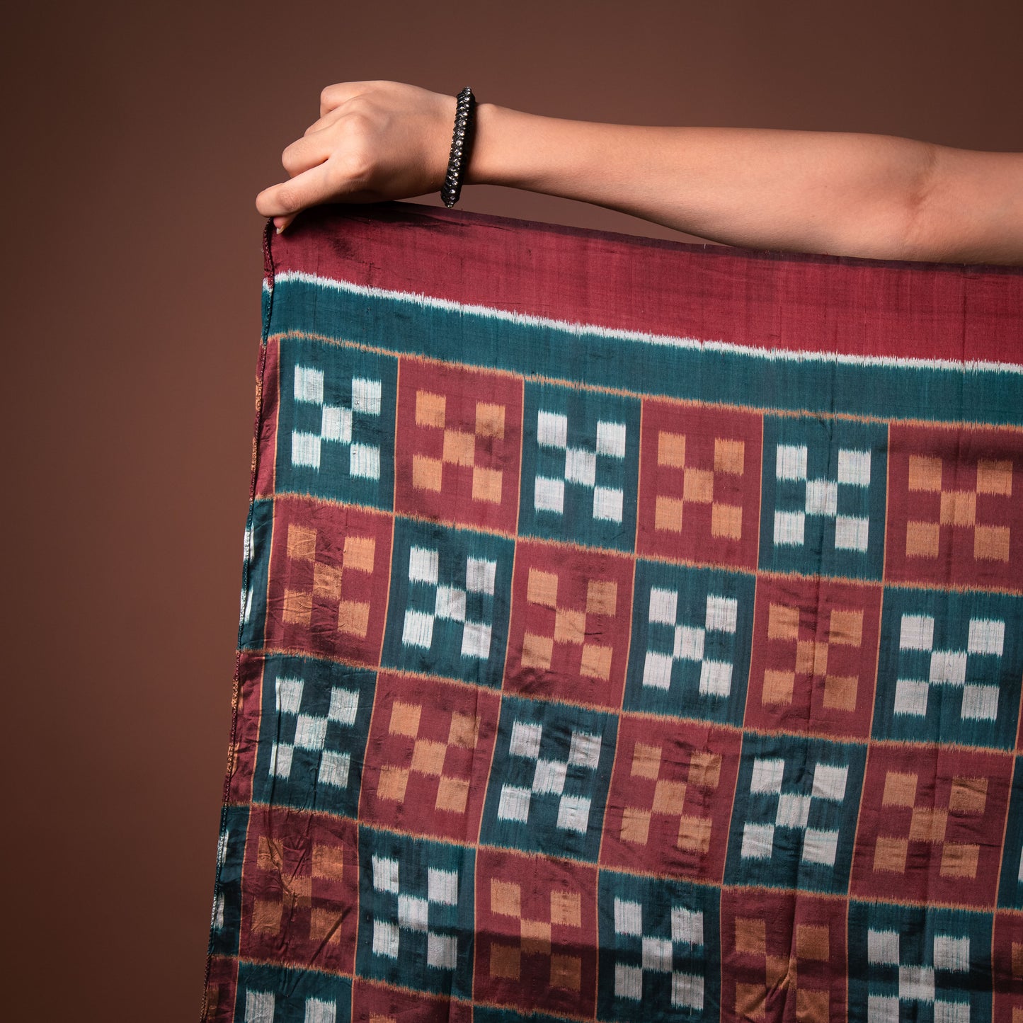 Bibhu Mohapatra Maroon & Blue Mulberry Silk Odisha Ikat Saree Ikatan