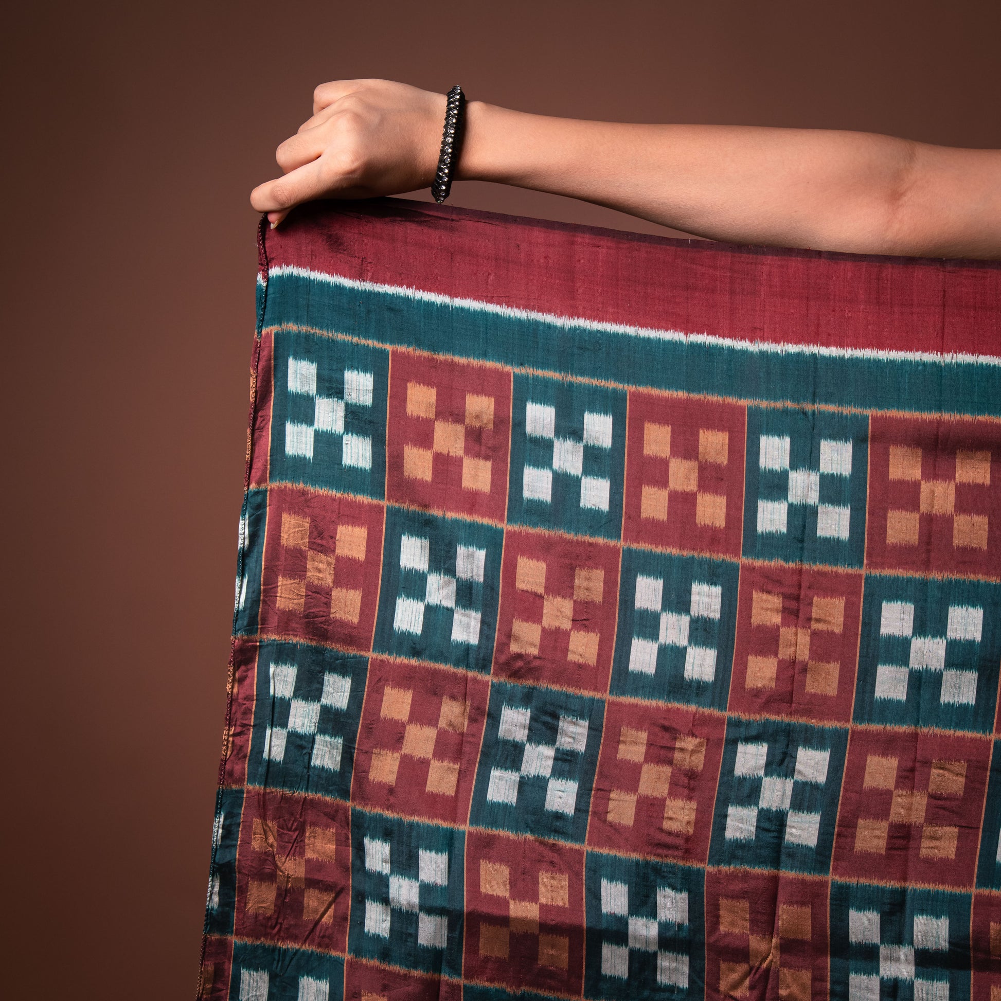 Bibhu Mohapatra Maroon & Blue Mulberry Silk Odisha Ikat Saree Ikatan