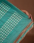 Bibhu Mohapatra Sea Green & White Mulberry Silk Pochampally Ikat Saree Ikatan