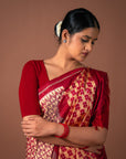 Bibhu Mohapatra Red & Yellow Mulberry Silk Pochampally Ikat Saree