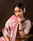 Bibhu Mohapatra Maroon & White Mulberry Silk Pochampally Ikat Saree Ikatan