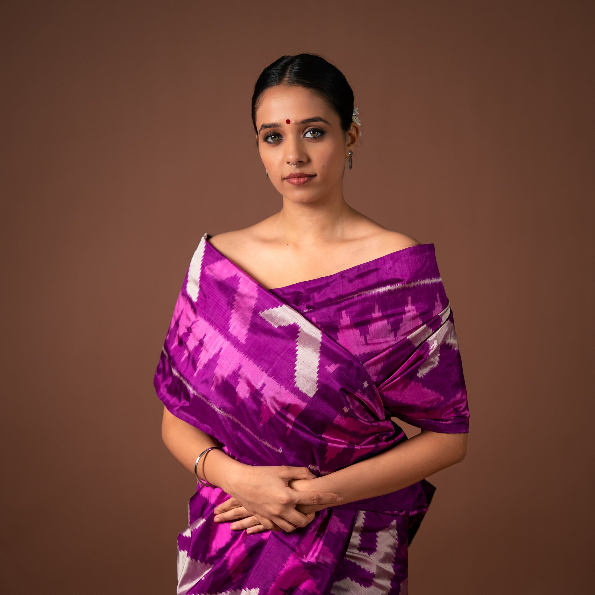 Bibhu Mohapatra Purple & Pink Mulberry Silk Odisha Ikat Saree Ikatan