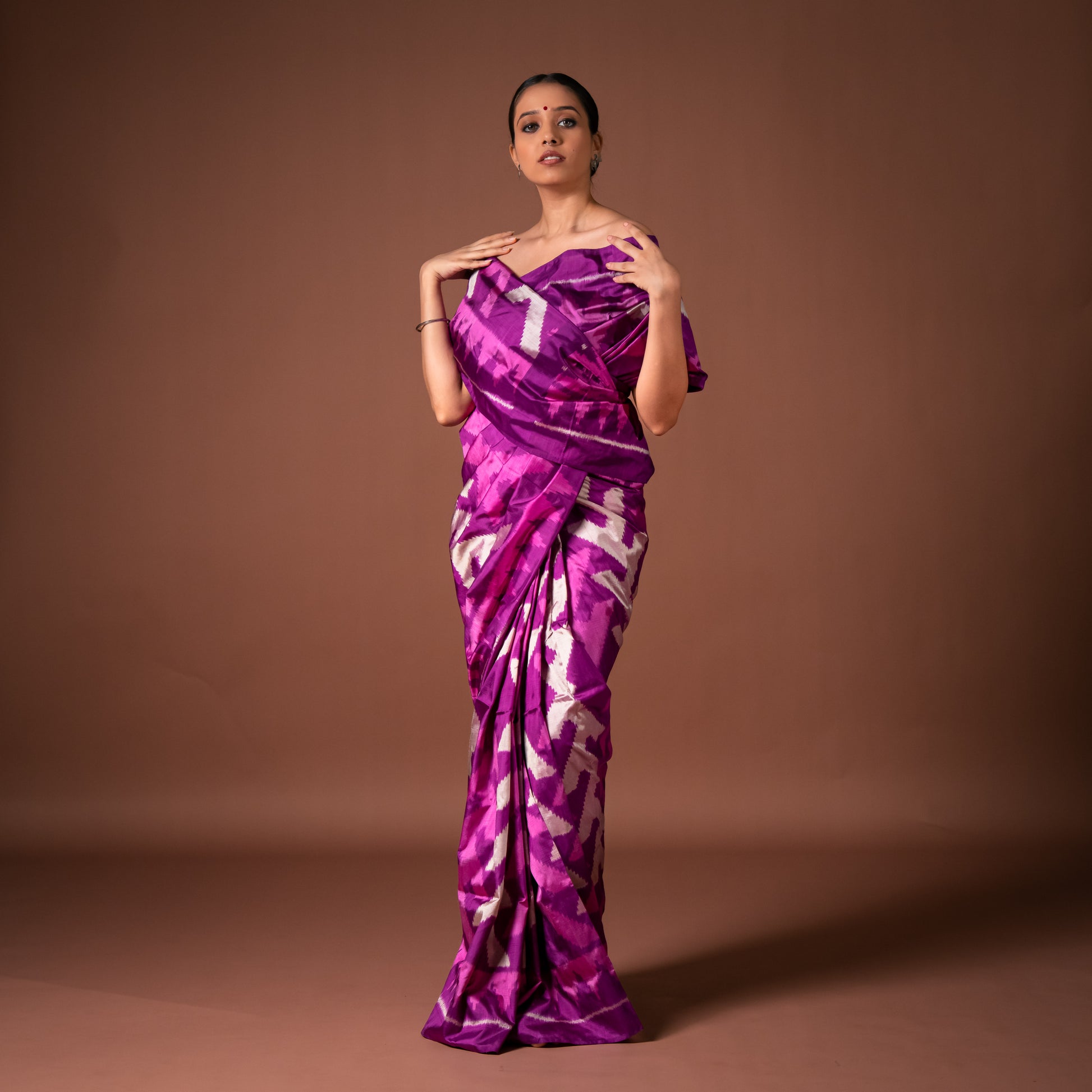 Bibhu Mohapatra Purple & Pink Mulberry Silk Odisha Ikat Saree Ikatan