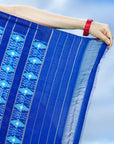Ikatan Blue Mulberry Silk Pochampally Floral Ikat Saree Ikatan