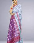 Ikatan Grey & Mauve Mulberry Silk Ikat Saree Ikatan