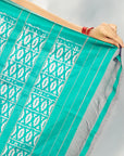 Ikatan Sea Green & Silver Mulberry Silk Pochampally Ikat Saree Ikatan