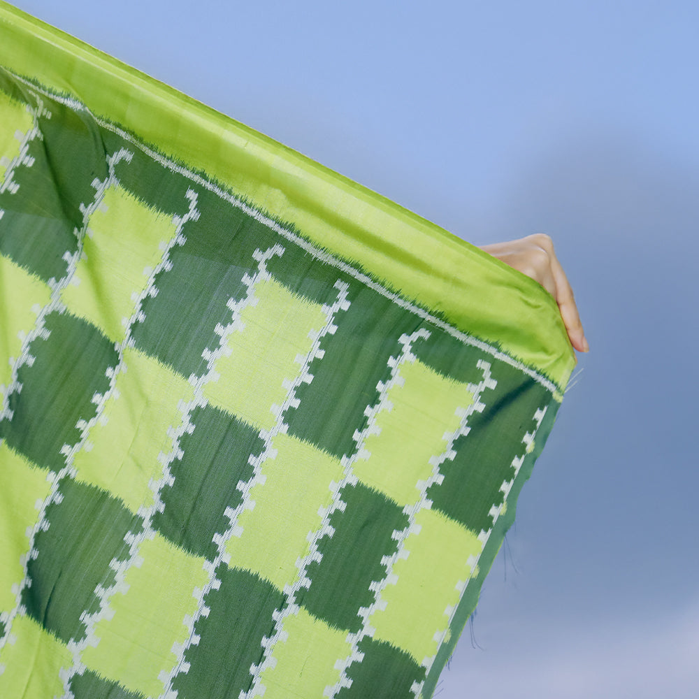 Bibhu Mohapatra Blue &amp; Green Mulberry Silk Odisha Ikat Saree Ikatan