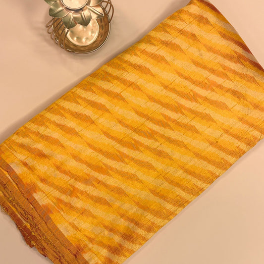 Shades of Yellow Raw Silk Pochampally Ikat Fabric