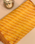 Shades of Yellow Raw Silk Pochampally Ikat Fabric