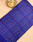 Blue Raw Silk Pochampally Ikat Fabric