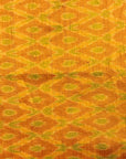 Ochre Yellow & Green Raw Silk Pochampally Ikat Fabric