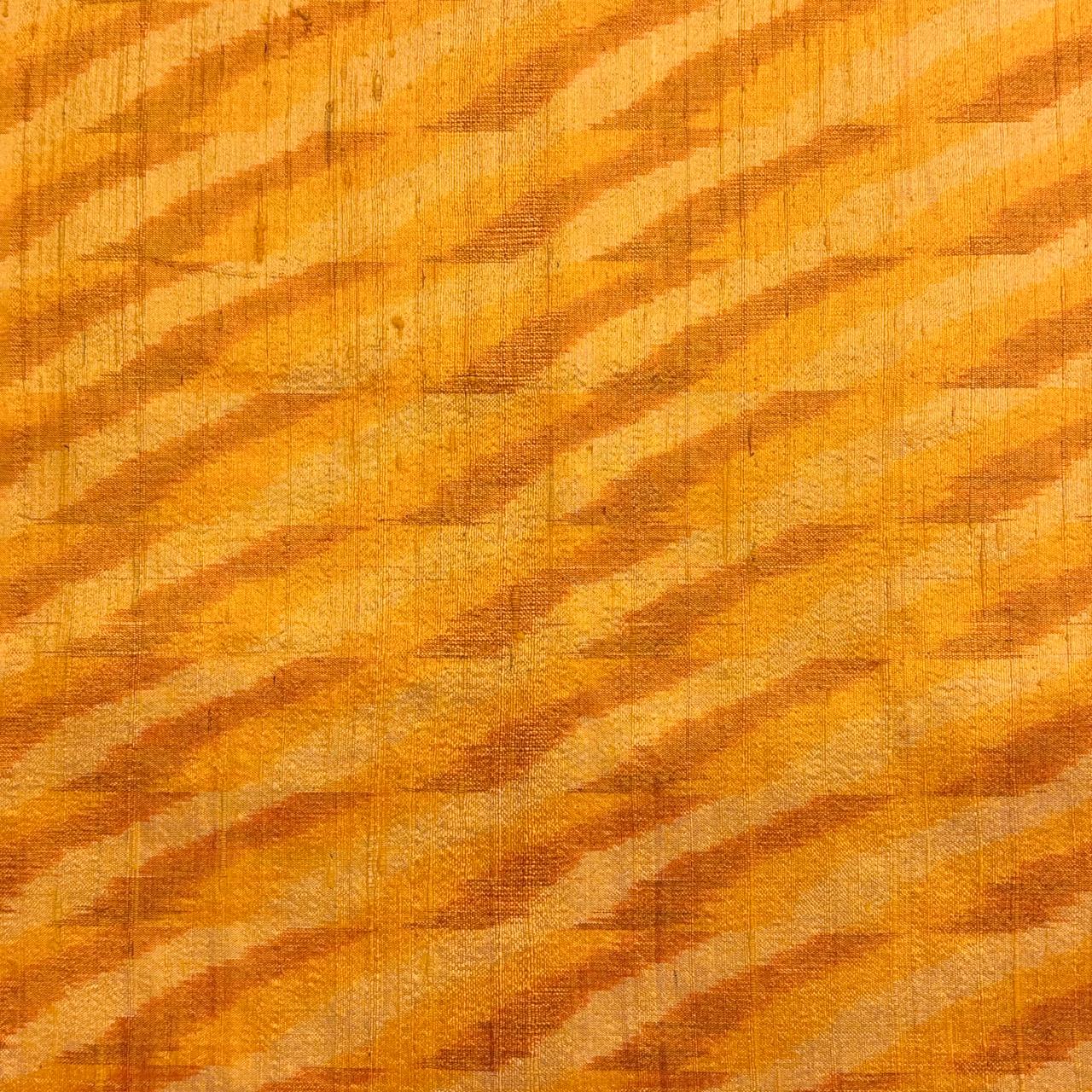 Shades of Yellow Raw Silk Pochampally Ikat Fabric