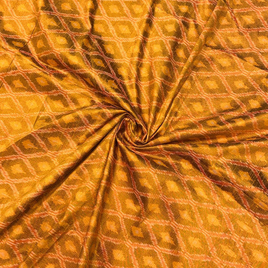 Golden Yellow Raw Silk Pochampally Ikat Fabric
