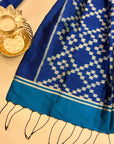 Cobalt Blue Mulberry Silk Odisha Ikat Stole