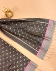 Grey and White Mulberry Silk Odisha Ikat Stole