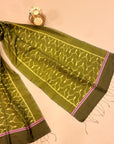 Green and Lime Mulberry Silk Pochampally Ikat Stole