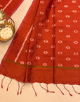 Rust Orange Mulberry Silk Odisha Ikat Stole