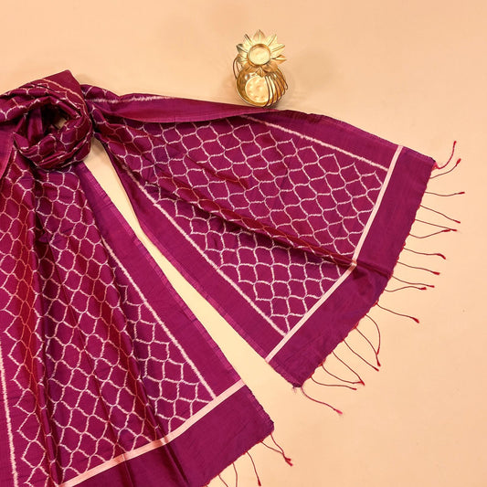 Purple Mulberry Silk Odisha Ikat Stole