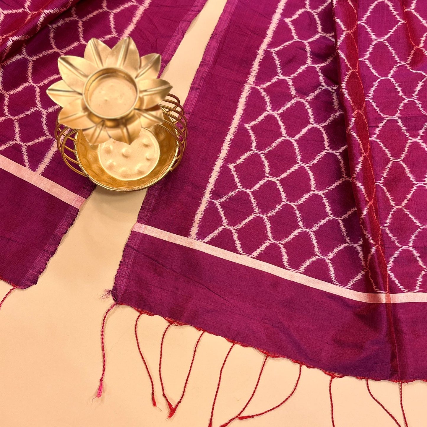 Purple Mulberry Silk Odisha Ikat Stole