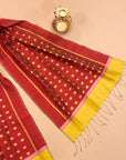 Brick Red & Yellow Mulberry Silk Odisha Ikat Stole