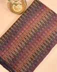Black Zig-Zag Raw Silk Pochampally Ikat Fabric