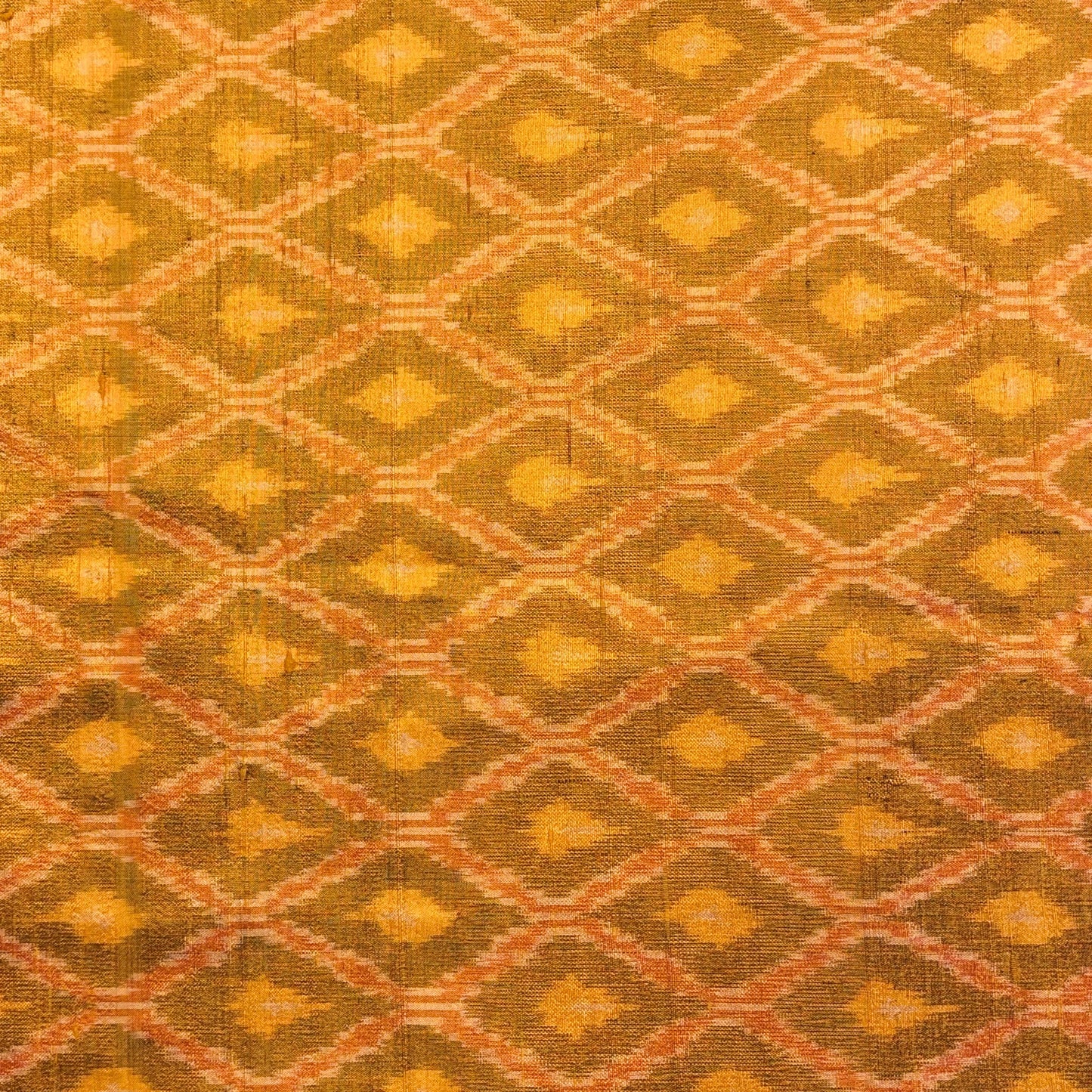 Golden Yellow Raw Silk Pochampally Ikat Fabric