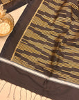 Coffee Brown Mulberry Silk Odisha Ikat Stole