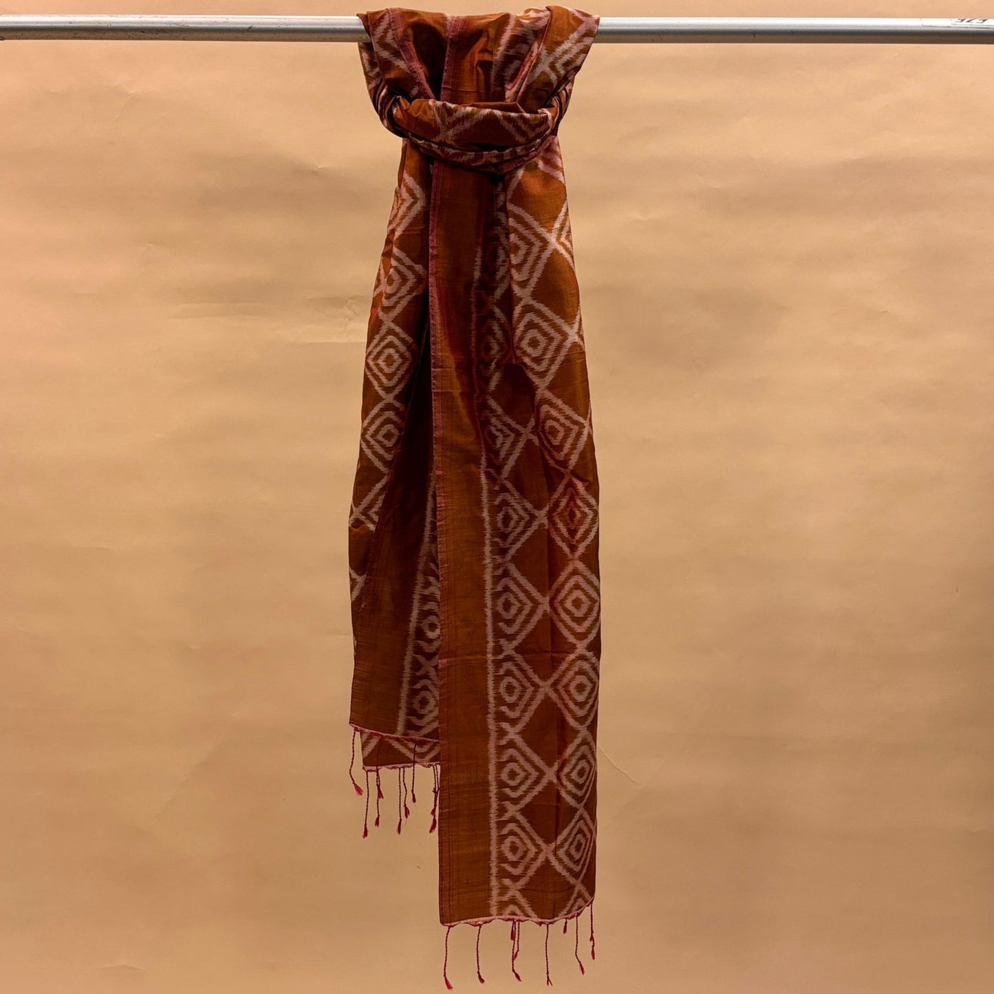 Brown Mulberry Silk Odisha Ikat Stole