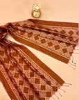Brown Mulberry Silk Odisha Ikat Stole