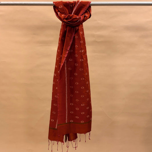 Rust Orange Mulberry Silk Odisha Ikat Stole