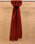 Rust Orange Mulberry Silk Odisha Ikat Stole
