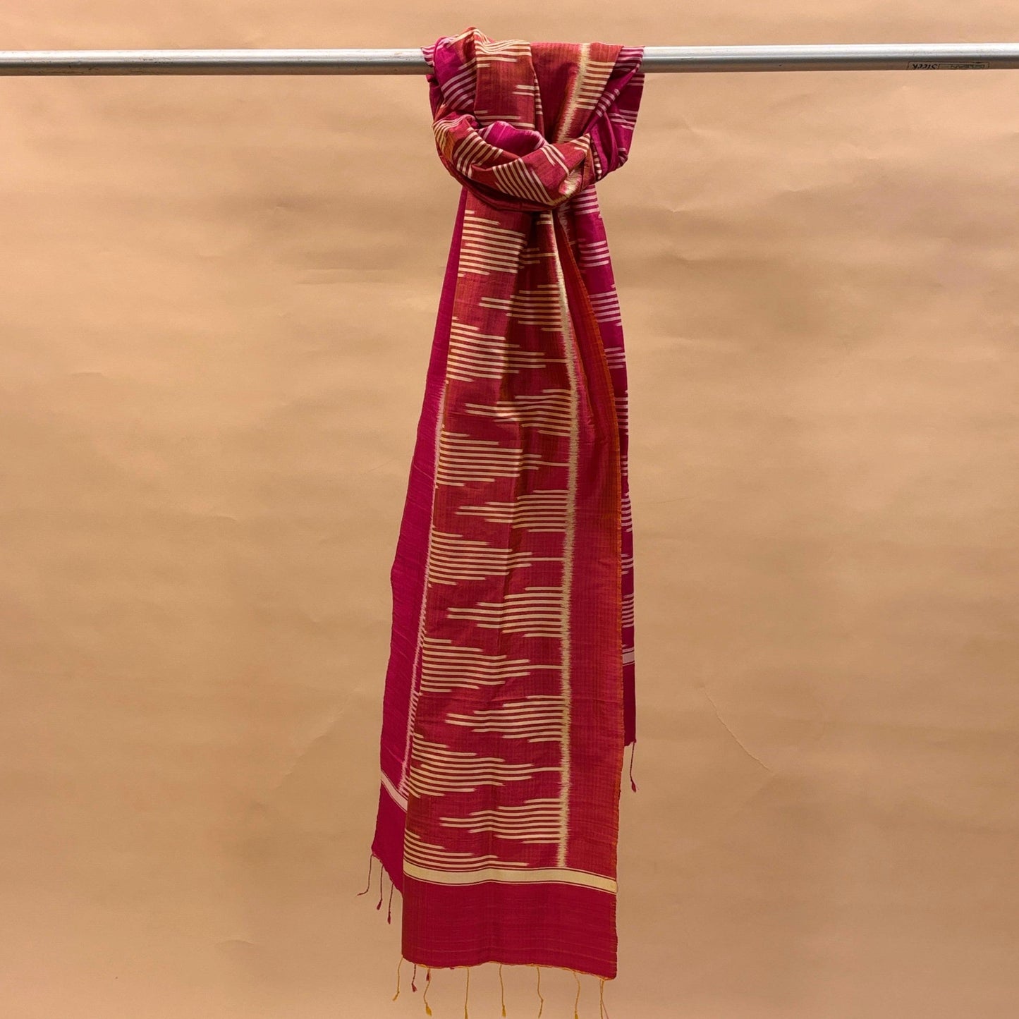 Pink and Peach Mulberry Silk Odisha Ikat Stole
