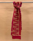 Pink and Peach Mulberry Silk Pochampally Ikat Stole