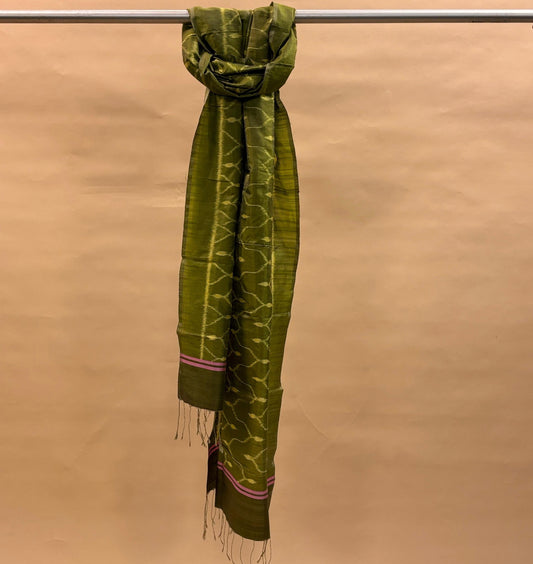 Green and Lime Mulberry Silk Odisha Ikat Stole
