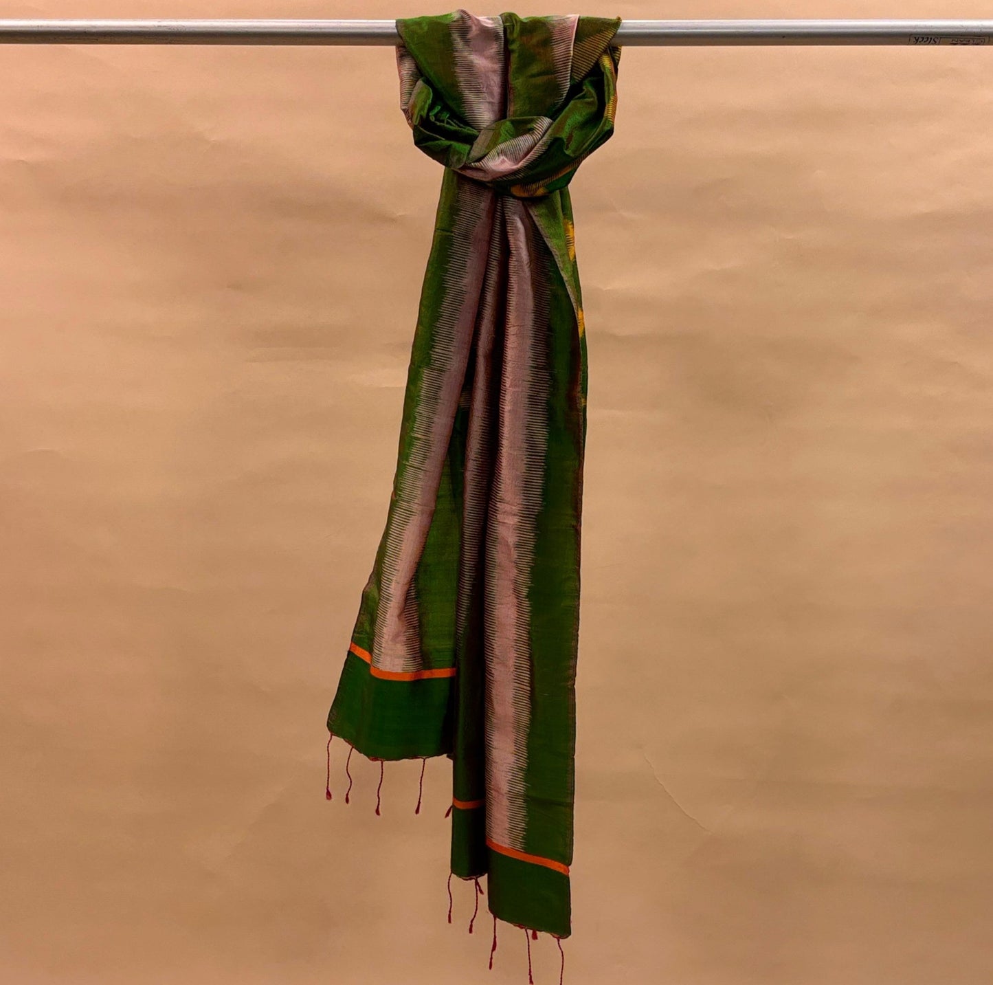 Green & Yellow Mulberry Silk Odisha Ikat Stole