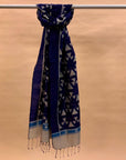 Navy Blue Mulberry Silk Odisha Ikat Stole