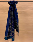 Cobalt Blue Mulberry Silk Odisha Ikat Stole