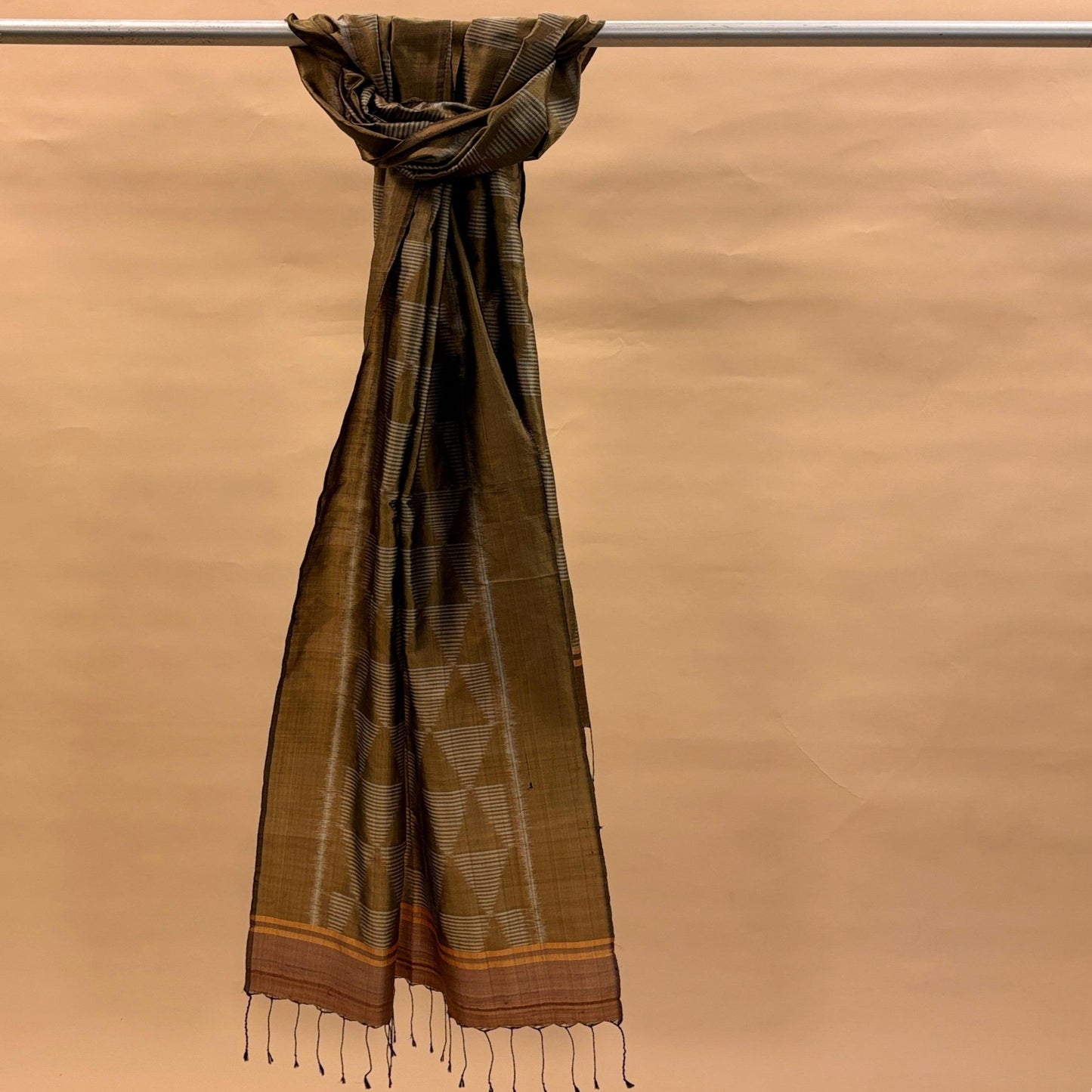 Olive Green Mulberry Silk Odisha Ikat Stole