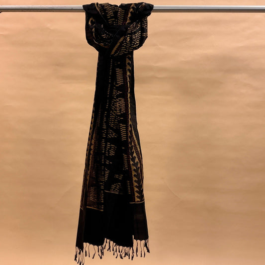 Poonam Bhagat Black & Maroon Mulberry Silk Gujarat Ikat Stole