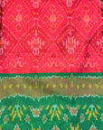 Red & Green Mulberry Silk Pochampally Ikat Dupatta