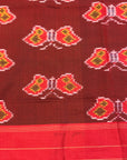 Maroon & Red Mulberry Silk Pochampally Ikat Dupatta