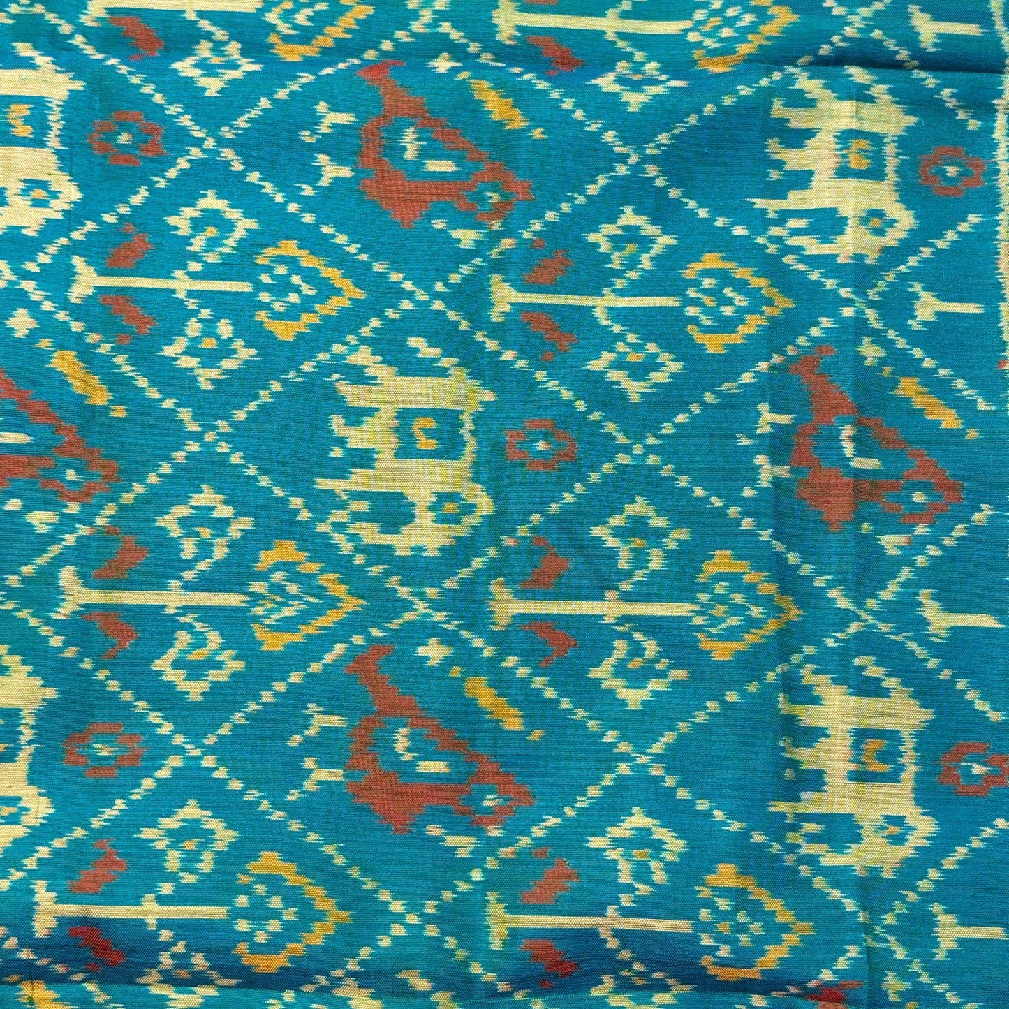 Teal Mulberry Silk Pochampally Ikat Dupatta