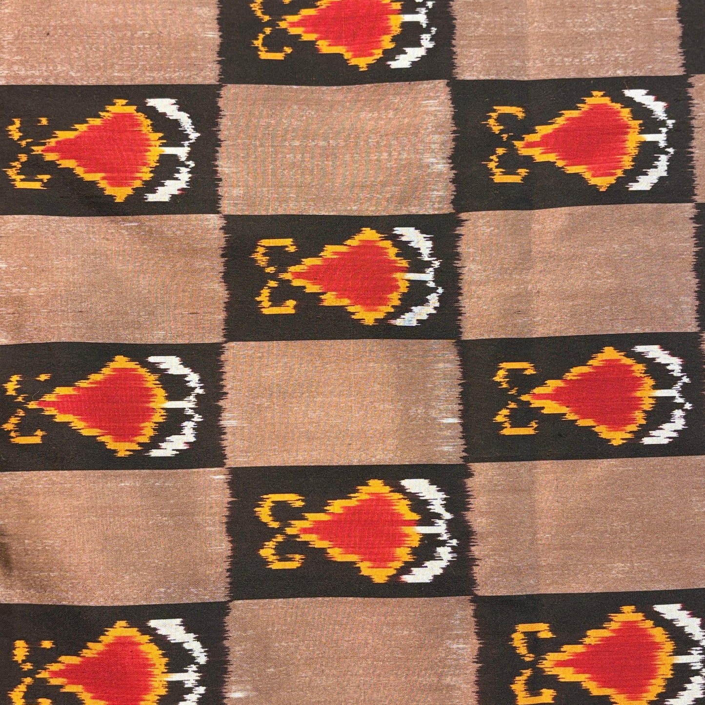 Copper & Yellow Mulberry Silk Pochampally Ikat Dupatta