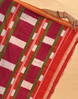 Bibhu Mohapatra Pink & Green Mulberry Silk Pochampally Ikat Saree
