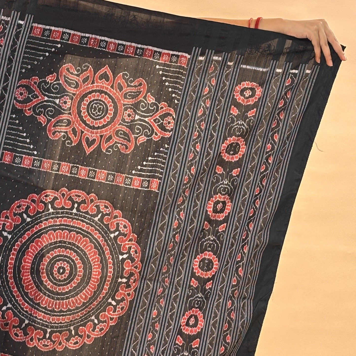 Purple & Black Mulberry Silk Odisha Ikat Saree